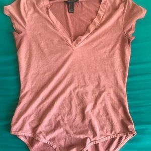 Mauve/pink suede bodysuit